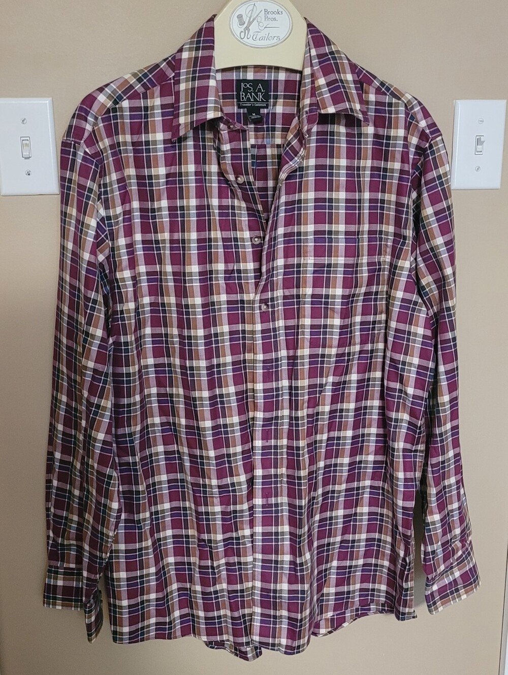 Purple and White Plaid Button-Down Shirt